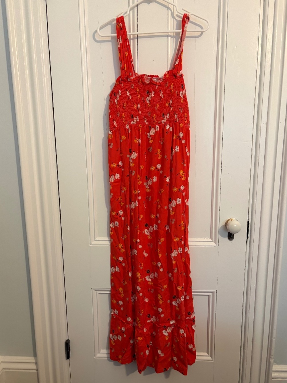 Isabel red floral maternity maxi dress